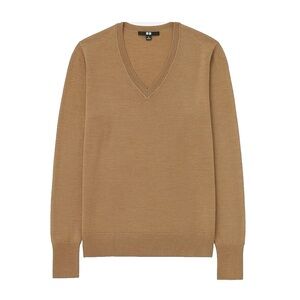 Uniqlo Women's Camel V-Neck Sweater